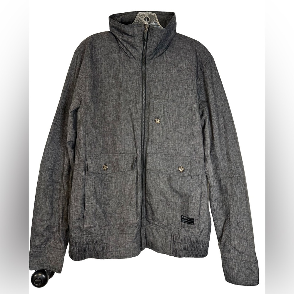 Oakley Factory Pilot Hooded Windbreaker Casual Jacket Heathered Black Gray Med